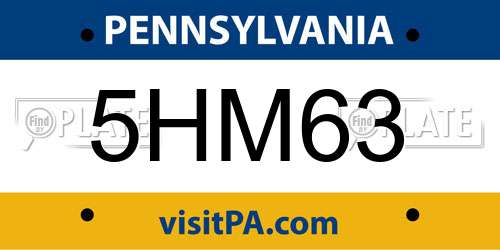 5HM63 Pennsylvania License Plate