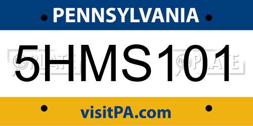 5HMS101 Pennsylvania License Plate