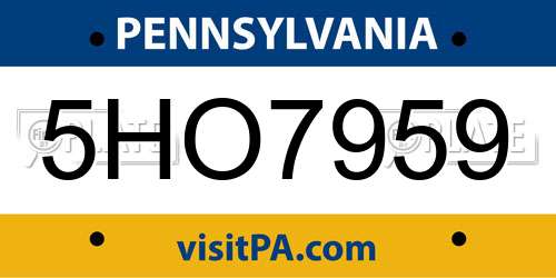 5HO7959 Pennsylvania License Plate