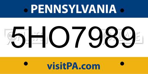 5HO7989 Pennsylvania License Plate