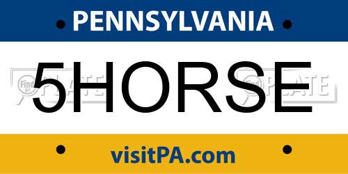 5HORSE Pennsylvania License Plate