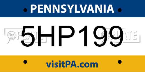 5HP199 Pennsylvania License Plate