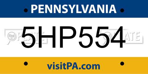 5HP554 Pennsylvania License Plate