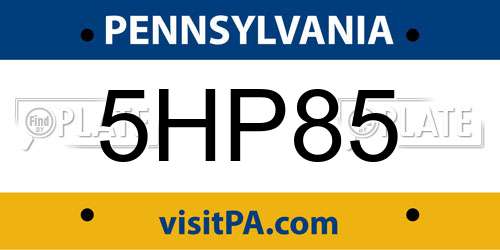 5HP85 Pennsylvania License Plate