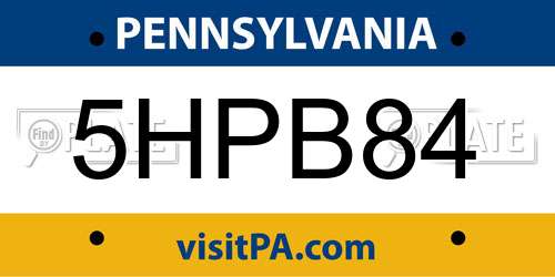 5HPB84 Pennsylvania License Plate
