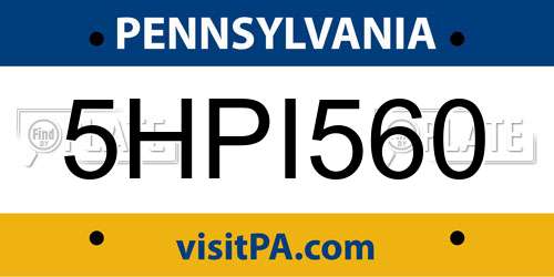 5HPI560 Pennsylvania License Plate