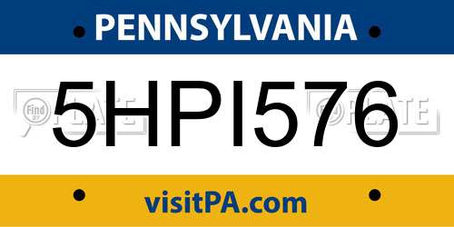 5HPI576 Pennsylvania License Plate