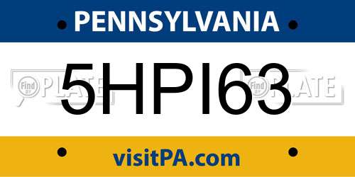 5HPI63 Pennsylvania License Plate