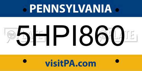 5HPI860 Pennsylvania License Plate
