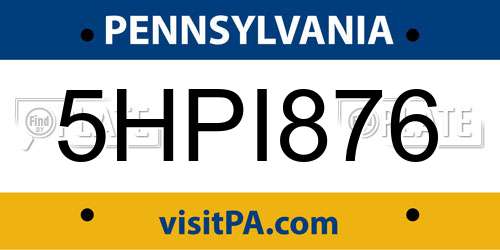 5HPI876 Pennsylvania License Plate
