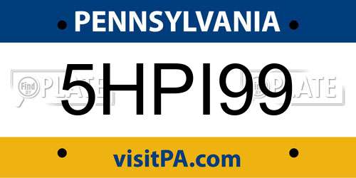 5HPI99 Pennsylvania License Plate