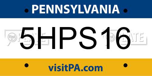 5HPS16 Pennsylvania License Plate