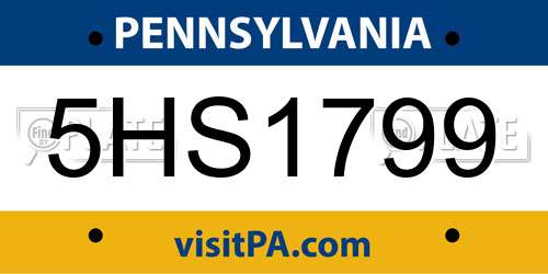 5HS1799 Pennsylvania License Plate