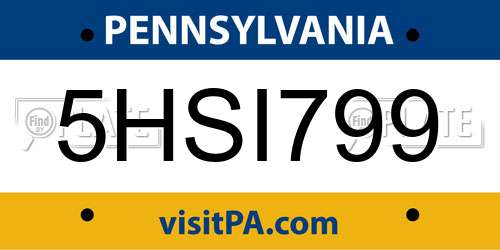 5HSI799 Pennsylvania License Plate
