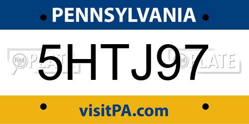 5HTJ97 Pennsylvania License Plate