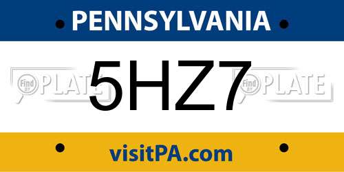 5HZ7 Pennsylvania License Plate