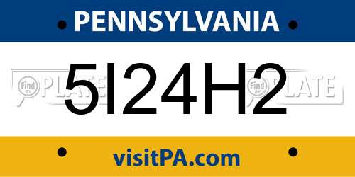 5I24H2 Pennsylvania License Plate