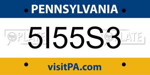 5I55S3 Pennsylvania License Plate