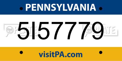 5I57779 Pennsylvania License Plate