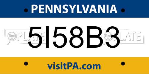 5I58B3 Pennsylvania License Plate