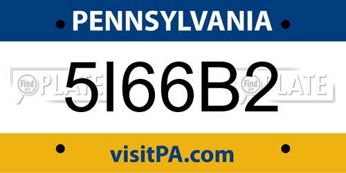 5I66B2 Pennsylvania License Plate