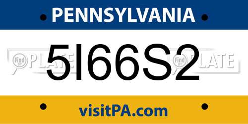 5I66S2 Pennsylvania License Plate