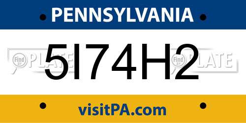 5I74H2 Pennsylvania License Plate