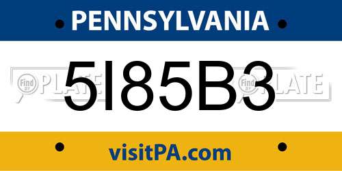 5I85B3 Pennsylvania License Plate