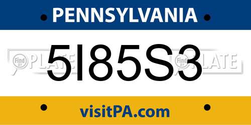 5I85S3 Pennsylvania License Plate