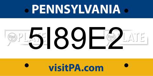 5I89E2 Pennsylvania License Plate