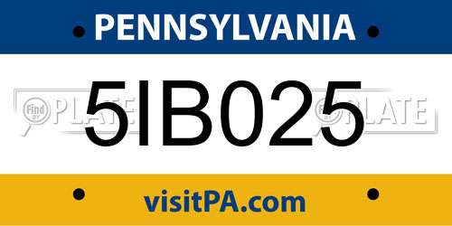 5IB025 Pennsylvania License Plate
