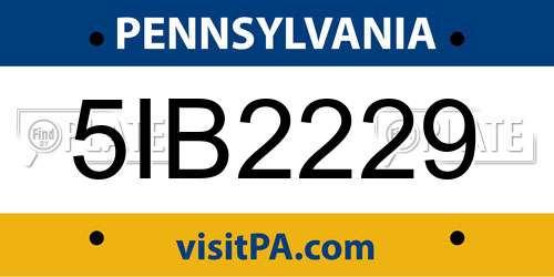 5IB2229 Pennsylvania License Plate