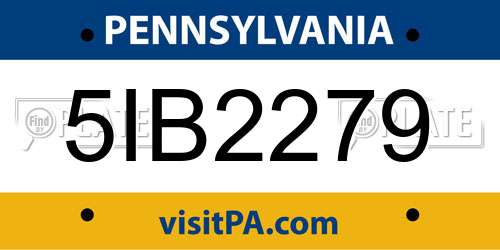 5IB2279 Pennsylvania License Plate