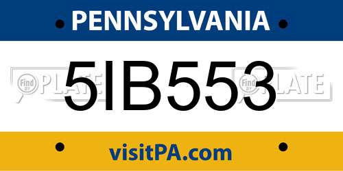 5IB553 Pennsylvania License Plate