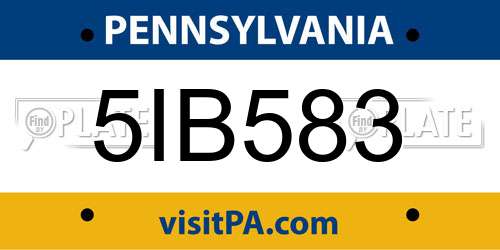 5IB583 Pennsylvania License Plate