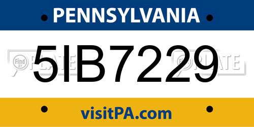 5IB7229 Pennsylvania License Plate