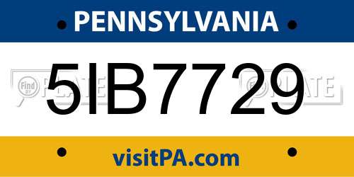 5IB7729 Pennsylvania License Plate