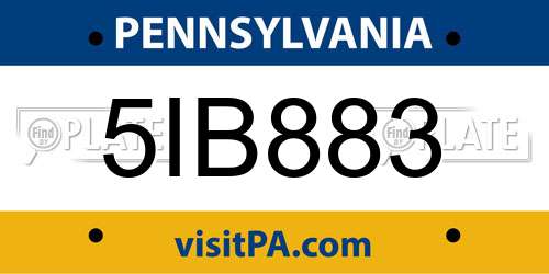 5IB883 Pennsylvania License Plate
