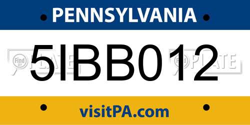 5IBB012 Pennsylvania License Plate