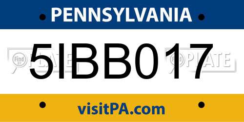 5IBB017 Pennsylvania License Plate