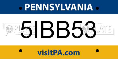 5IBB53 Pennsylvania License Plate