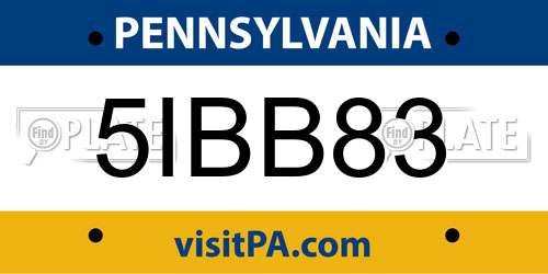 5IBB83 Pennsylvania License Plate
