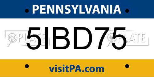 5IBD75 Pennsylvania License Plate