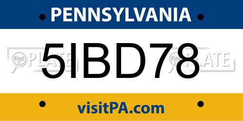 5IBD78 Pennsylvania License Plate