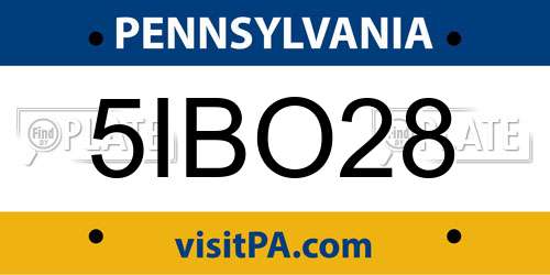 5IBO28 Pennsylvania License Plate