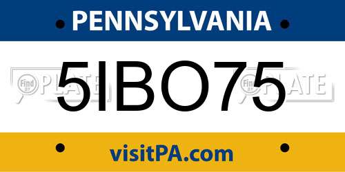 5IBO75 Pennsylvania License Plate
