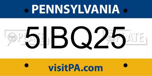 5IBQ25 Pennsylvania License Plate