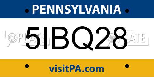 5IBQ28 Pennsylvania License Plate