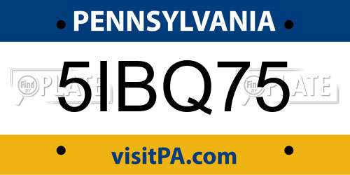 5IBQ75 Pennsylvania License Plate