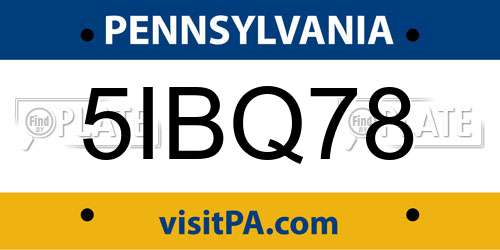 5IBQ78 Pennsylvania License Plate